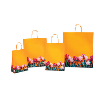 Shopper Tulips in Carta con Cordino Ritorto