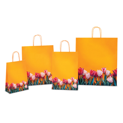 Shopper Tulips in Carta con Cordino Ritorto