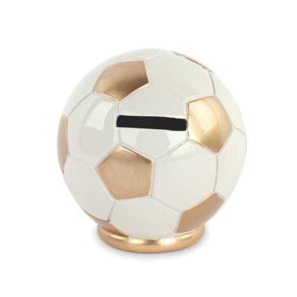 Salvadanaio Pallone Calcio Bianco e Oro