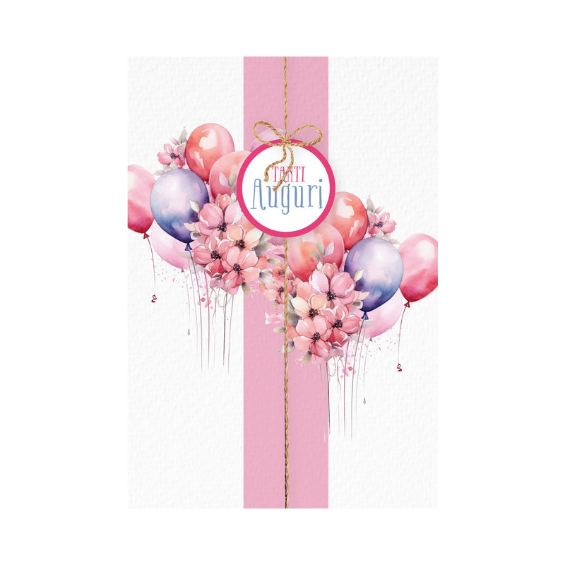 Biglietto Tanti Auguri Palloncini Rosa
