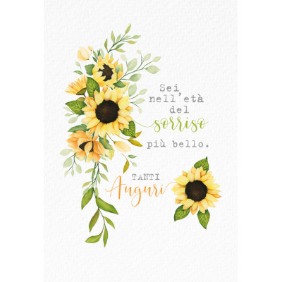 Biglietto Età del Sorriso con Girasoli