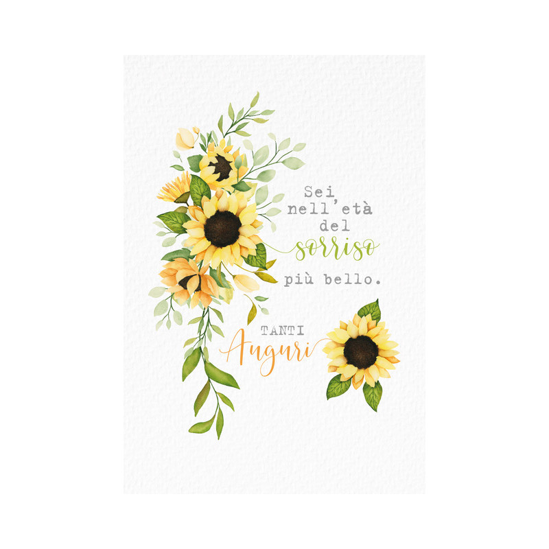Biglietto Età del Sorriso con Girasoli
