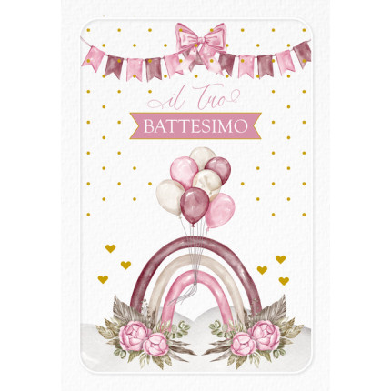 Biglietto Battesimo Portasoldi Rosa