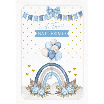 Biglietto Battesimo Portasoldi Azzurro