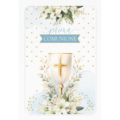 Biglietto Comunione Portasoldi Azzurro