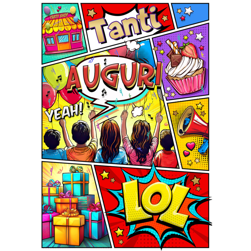 Biglietto Compleanno Fumetti