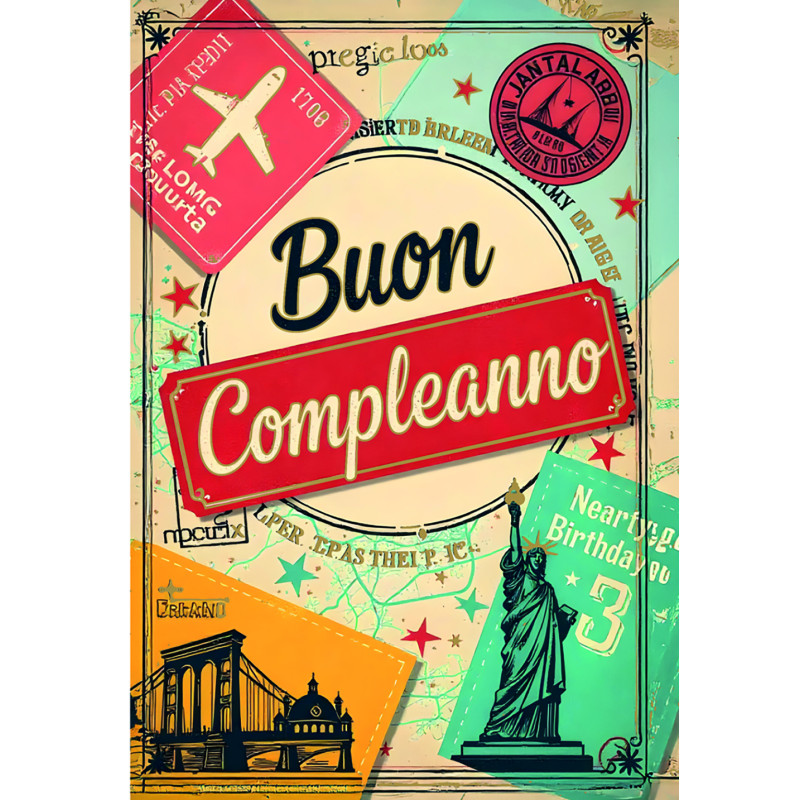 Biglietto Compleanno Viaggi Vintage