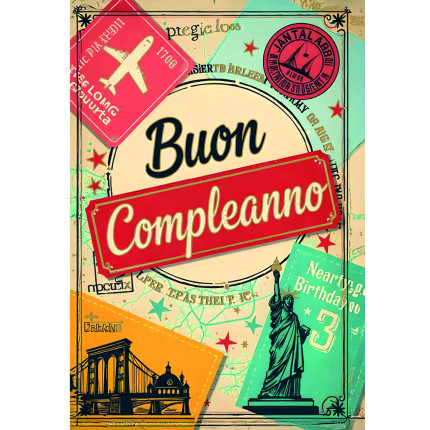 Biglietto Compleanno Viaggi Vintage