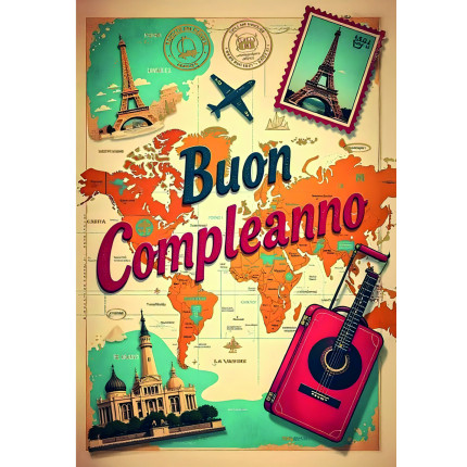 Biglietto Compleanno Viaggi Vintage