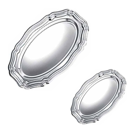 Vassoi in Plastica Argento Ovali (5 Pezzi)