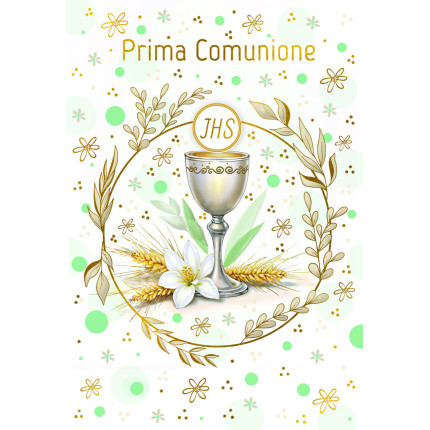 Biglietto Prima Comunione Oro e Verde