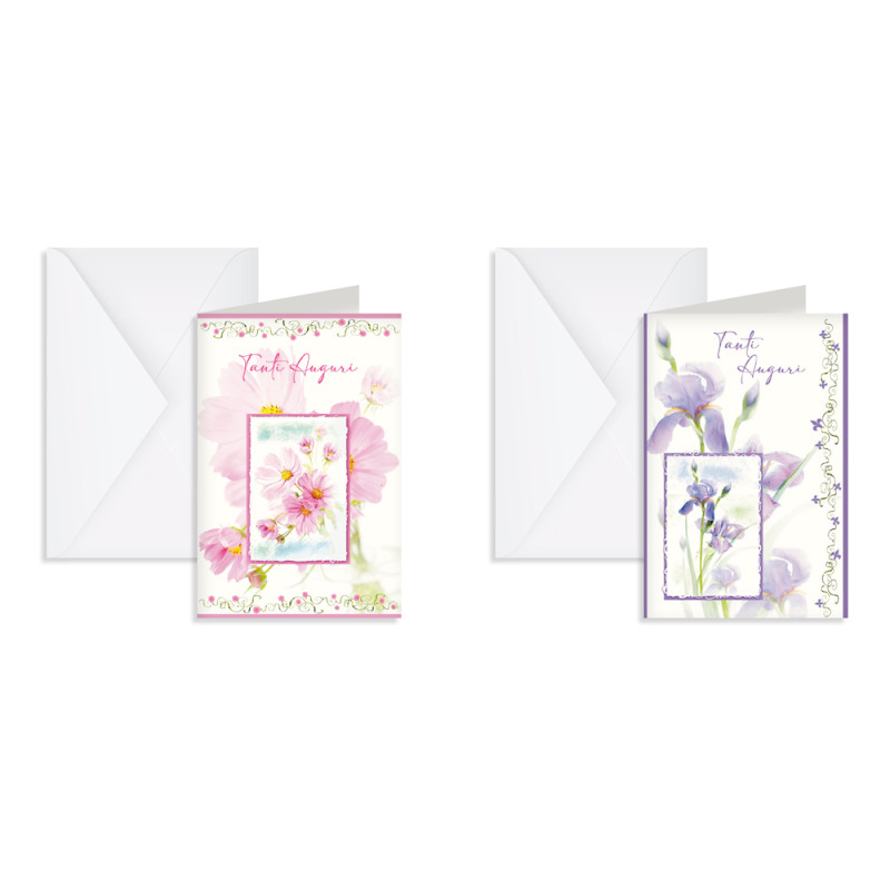 Biglietto Tanti Auguri Floreale Acquerello