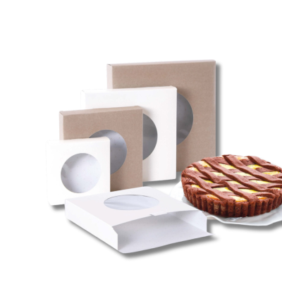 Scatola porta crostata bianca con finestra 2