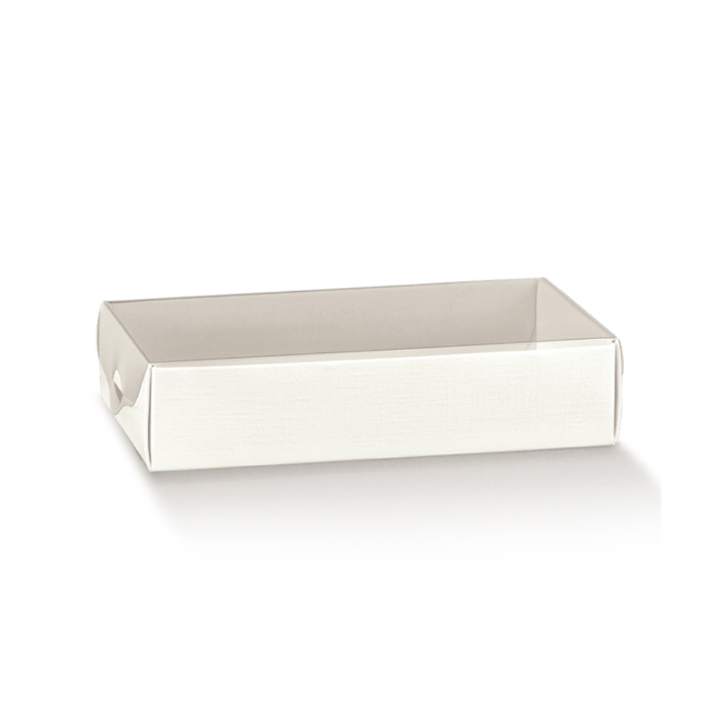 Scatola Dolcezza Fibra Bianco con Coperchio Trasparente