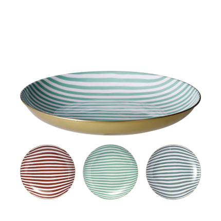 Piatto Metal Oro Righe Colorate