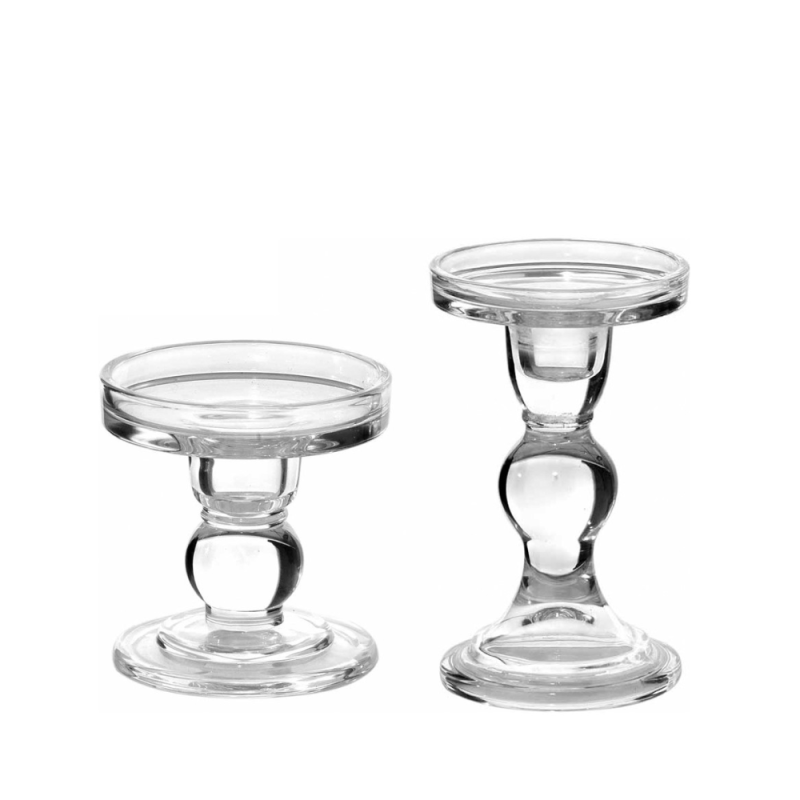 Porta Candela Con Gambo in Vetro