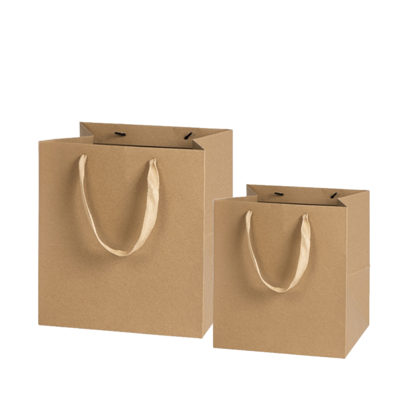 Shopper Square Kraft Manico in Tessuto