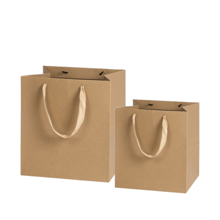 Shopper Square Kraft Manico in Tessuto