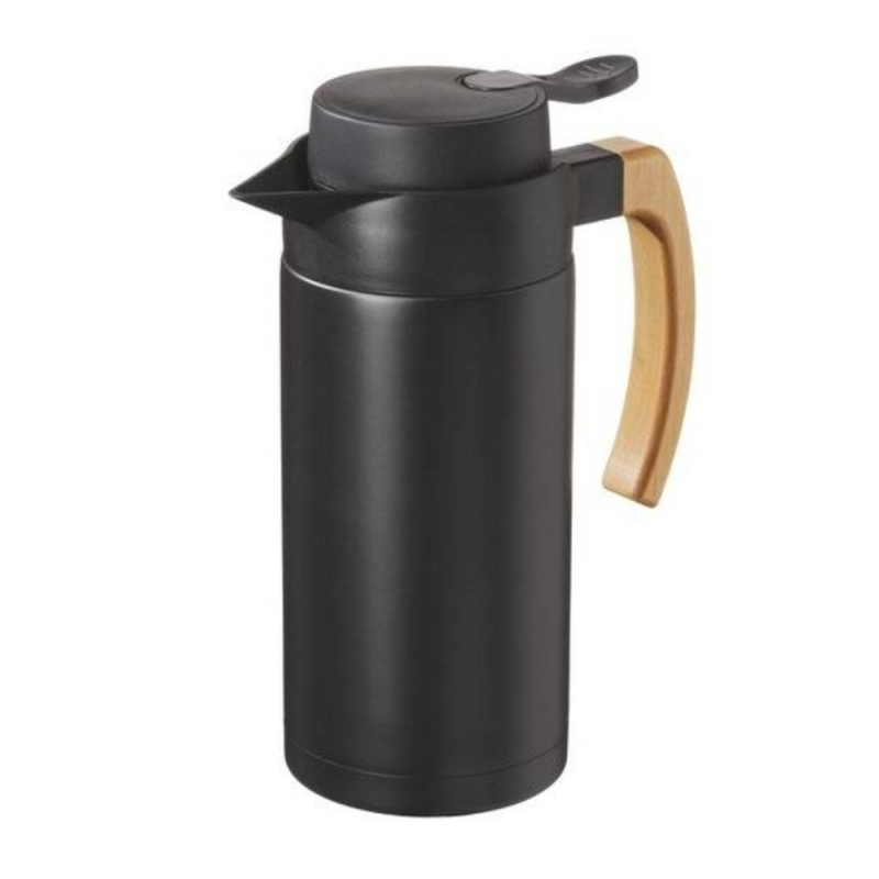 Caraffa Termica Nera Manico in Legno