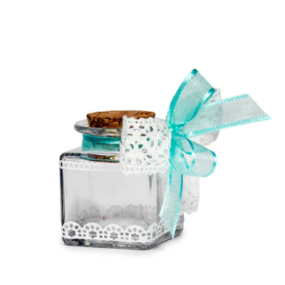 Vasetto Quadrato in Vetro Tappo Sughero (24 Pezzi) 2