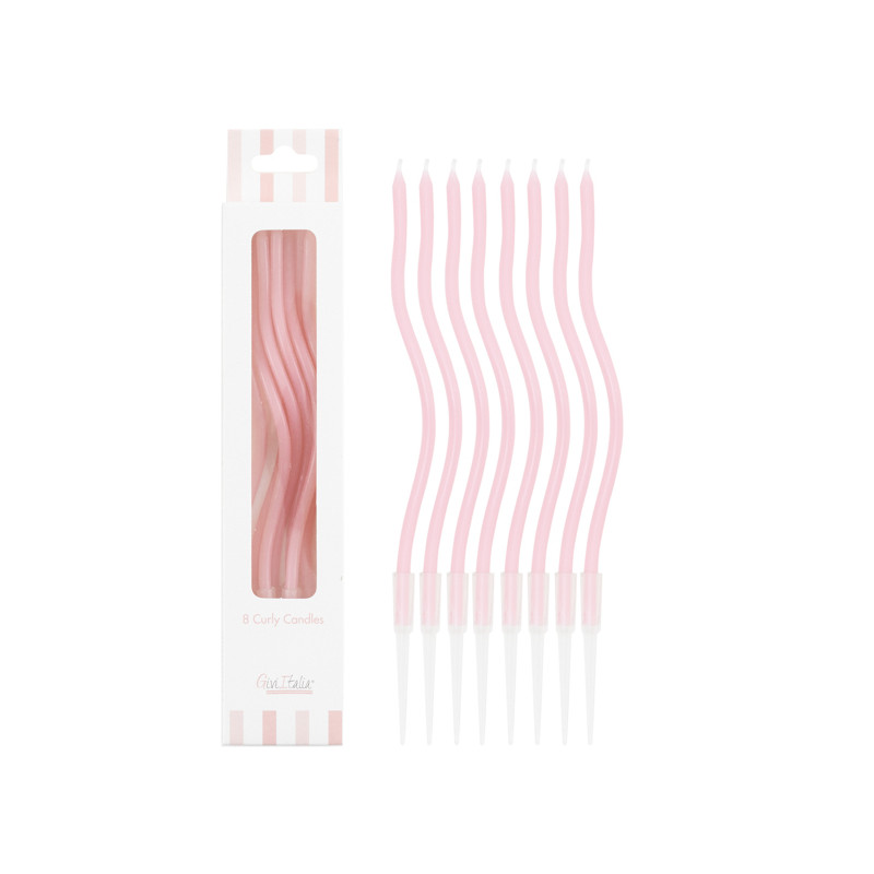 Candeline Lunghe Curly (8 Pezzi) Rosa