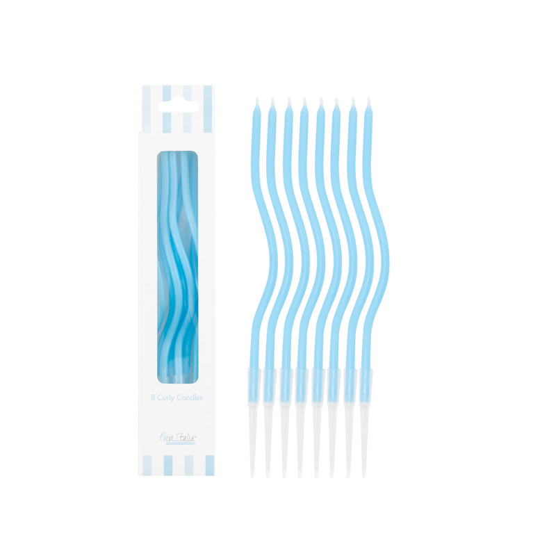 Candeline Lunghe Curly (8 Pezzi) Azzurro