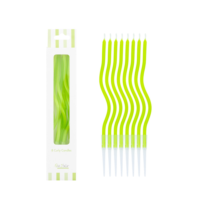 Candeline Lunghe Curly (8 Pezzi) Lime