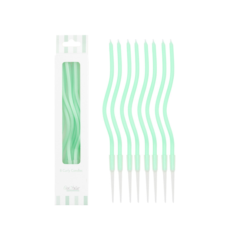 Candeline Lunghe Curly (8 Pezzi) menta