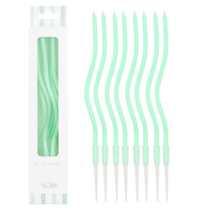 Candeline Lunghe Curly (8 Pezzi) menta