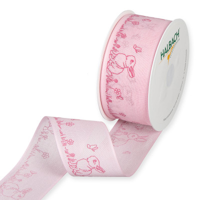 Nastro Tessuto Coniglietti Rosa