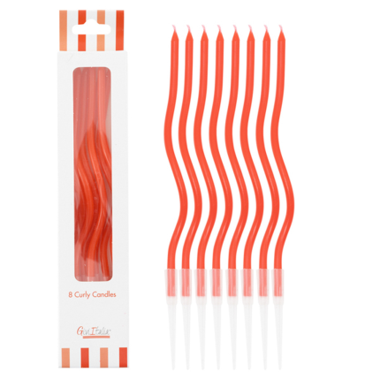 Candeline Lunghe Curly Rosse (8 Pezzi)