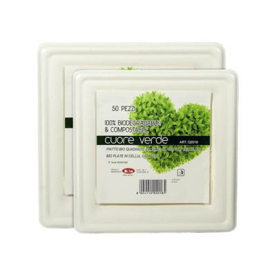 Piatti Quadrati in Polpa Bio (50 Pezzi)