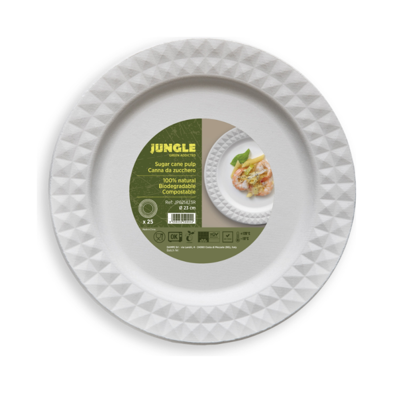 Piatti Piani Decor in Polpa Bio (25 Pezzi)
