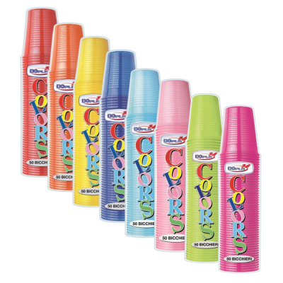 Bicchieri di Plastica Colorati (50 Pezzi)