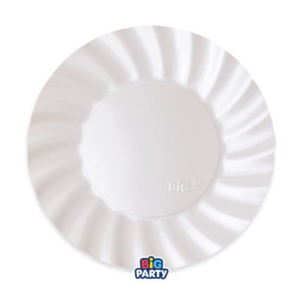 Piatto Wavy Metal Bianco Perla (6 Pezzi)