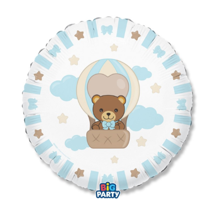 Palloncino Tondo Teddy Thun Azzurro
