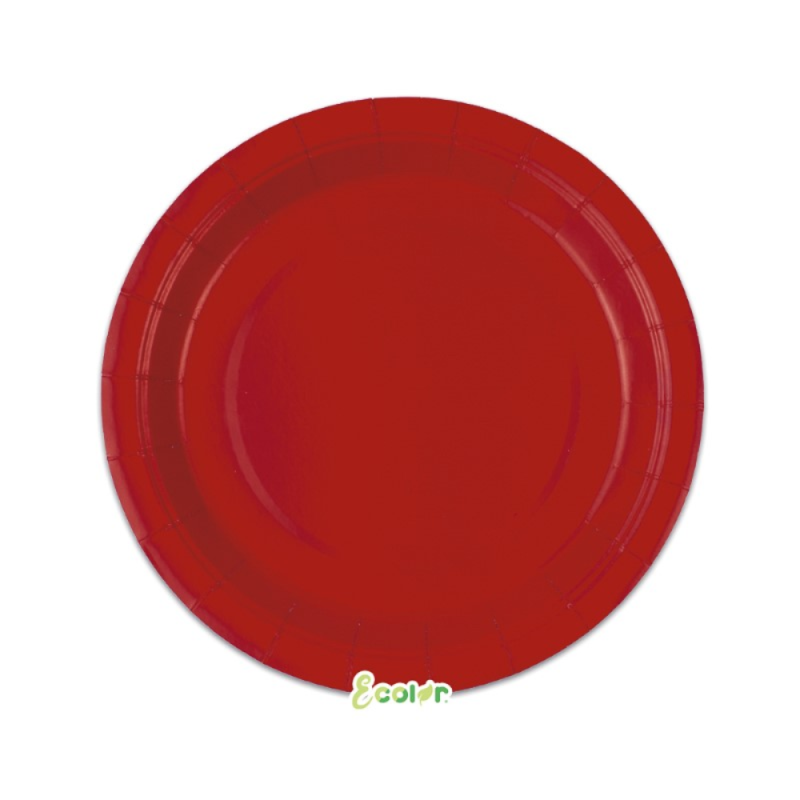 Piatti Ecolor in Cartoncino Rosso (25 Pezzi)