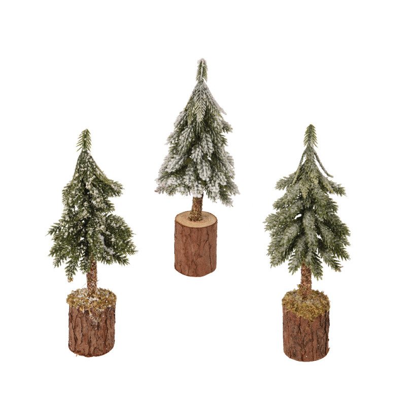 ALBERELLO INNEVATO CON BASE LEGNO 21CM