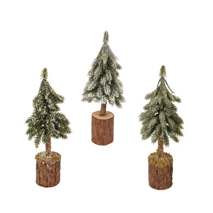 ALBERELLO INNEVATO CON BASE LEGNO 21CM