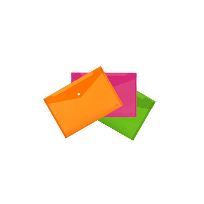 Buste A4 Fluo con Bottone (3 Pezzi)