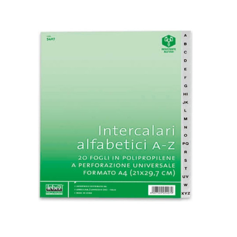 Intercalare alfabetico A-Z (20 fogli)