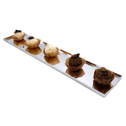 Vassoio Lungo da Esposizione Vetrina Pasticceria in Metallo Cromato