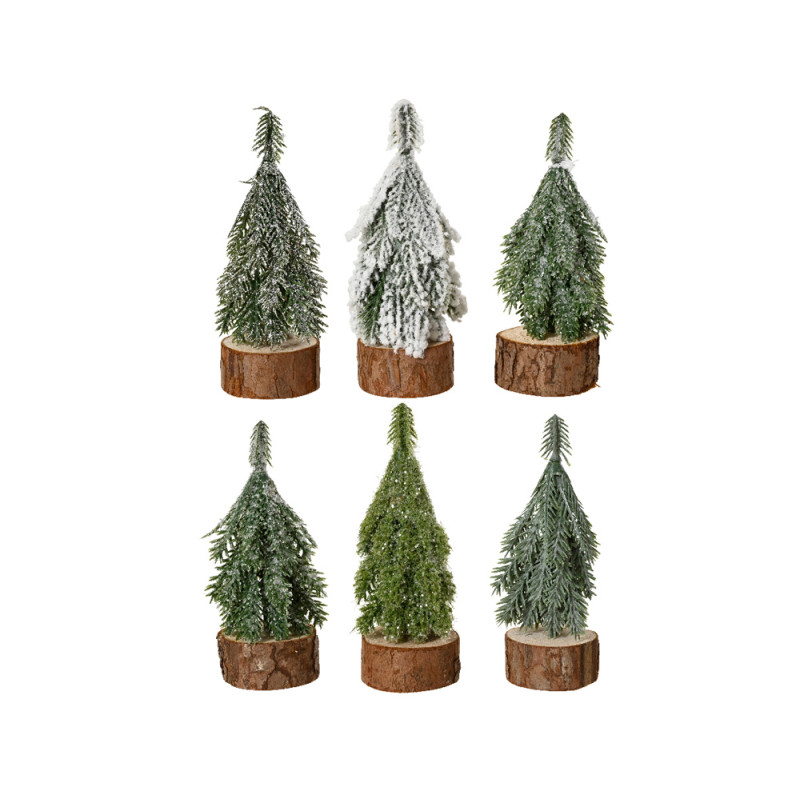 Mini Alberello Natalizio con Base Legno 11cm