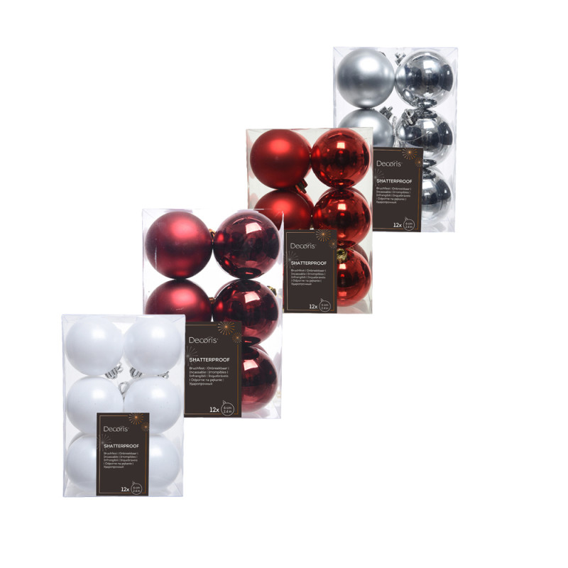 Palline di natale in plastica 6cm (12 pezzi)