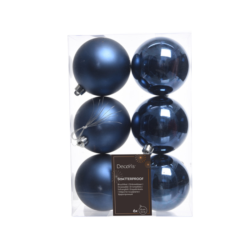 Palline per Albero di Natale 8cm (6 pezzi)