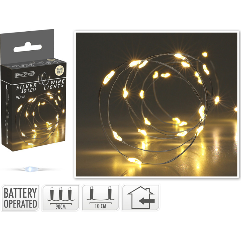 Filo metallico con 10 led luce calda 100cm