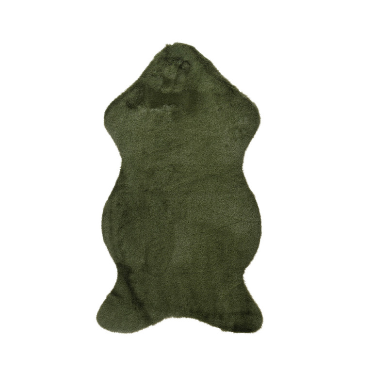 Tappetto in Pelliccia Verde Scuro e Beige