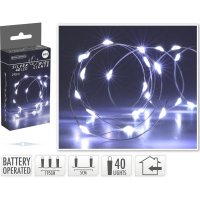Filo metallico con 40 led luce fredda 200cm