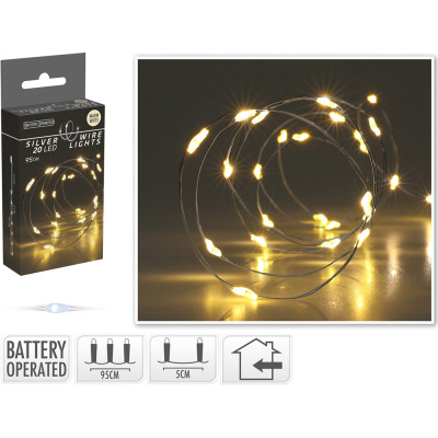 Filo metallico con 20 led luce calda 100cm