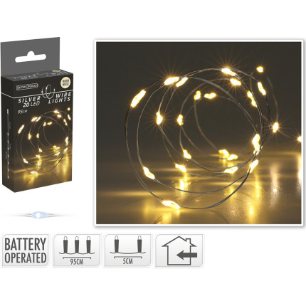 Filo metallico con 20 led luce calda 100cm